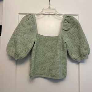 Zara puff sleeve green top - NWOT